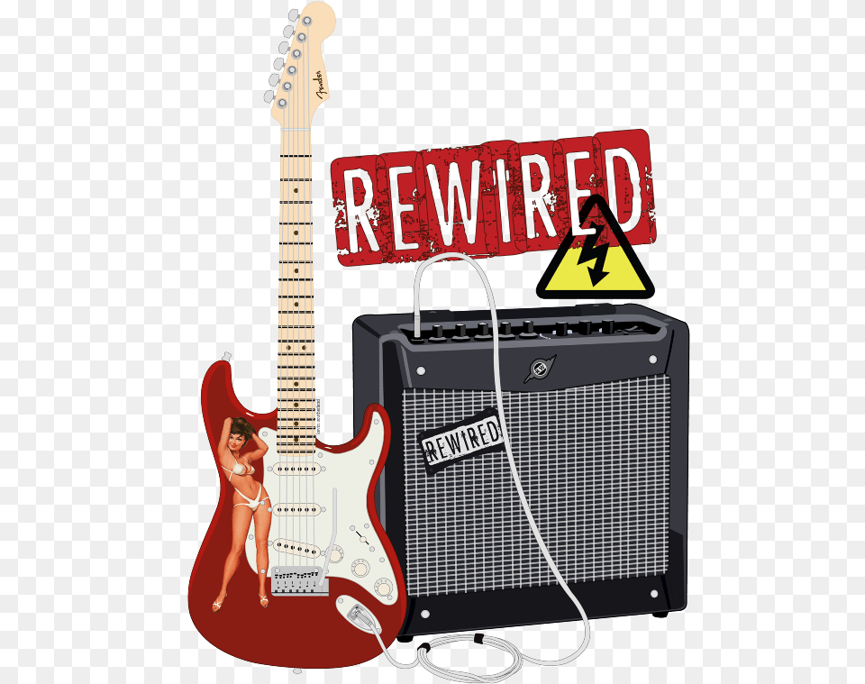 The Band Rewired Asked Me To Design A Logo For Them Black Squier Strat, Guitar, Electric Guitar, Musical Instrument, Person Free Png
