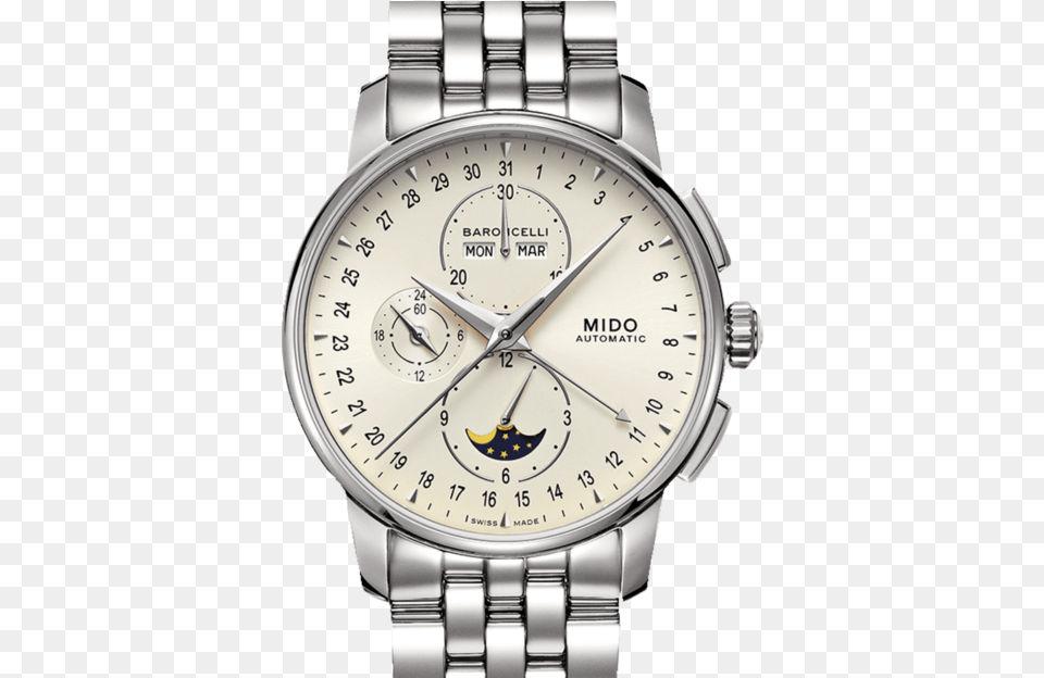 The Baroncelli Moon Phase Watch Stands Out Thanks To Mido Chronograph Moon Phase, Arm, Body Part, Person, Wristwatch Free Png