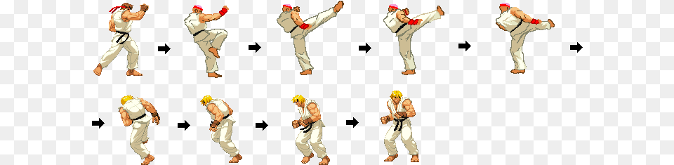 The Bases Are Ryu Himself Aof3robert Garca And Ken Ryu Punch Sprite Sheet, Adult, Baby, Male, Man Png Image