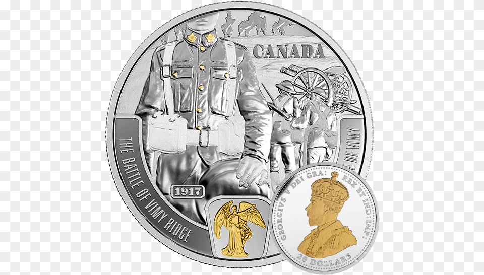 The Battle Of Vimy Ridge Battle Of Vimy Ridge Coin, Silver, Adult, Baby, Person Png Image