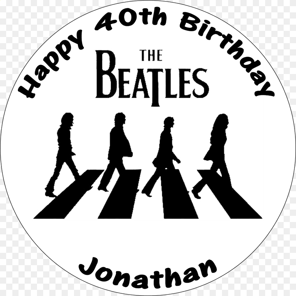 The Beatles Black White Abbey Road Round Birthday Cake Beatles Cake Topper, Tarmac, Adult, Person, Man Free Transparent Png