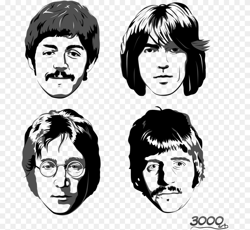 The Beatles By Sebi3000 D3888aa Beatles Faces Black And White, Photography, Portrait, Face, Head Free Png Download