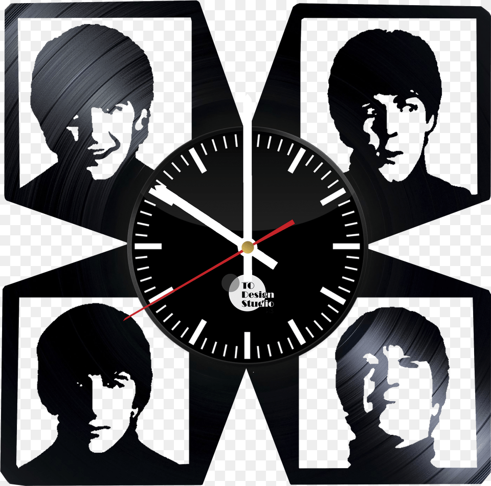 The Beatles Handmade Vinyl Record Wall Clock Fan Gift Beatles Cover Art, Analog Clock, Person Png