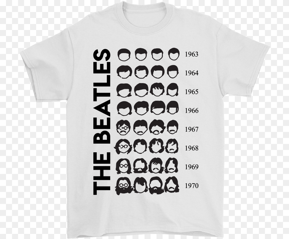 The Beatles Member S Faces Through The Years Shirts Beatles Hair And Mustache, Clothing, T-shirt, Shirt, Head Free Png