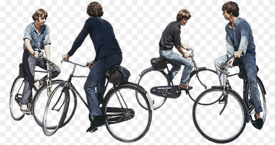 The Beatles Riding Bicycles Clip Arts, Adult, Teen, Person, Man Png Image