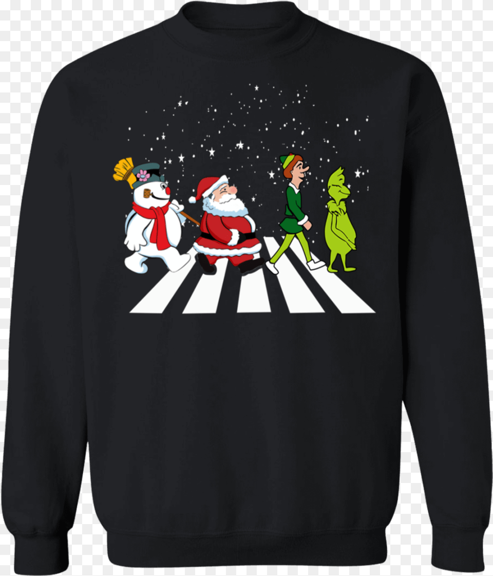 The Beatles Snowman Elf Santa Grinch Christmas Shirt Drink Up Grinches Sweatshirt, Clothing, Knitwear, Long Sleeve, Sleeve Free Png Download