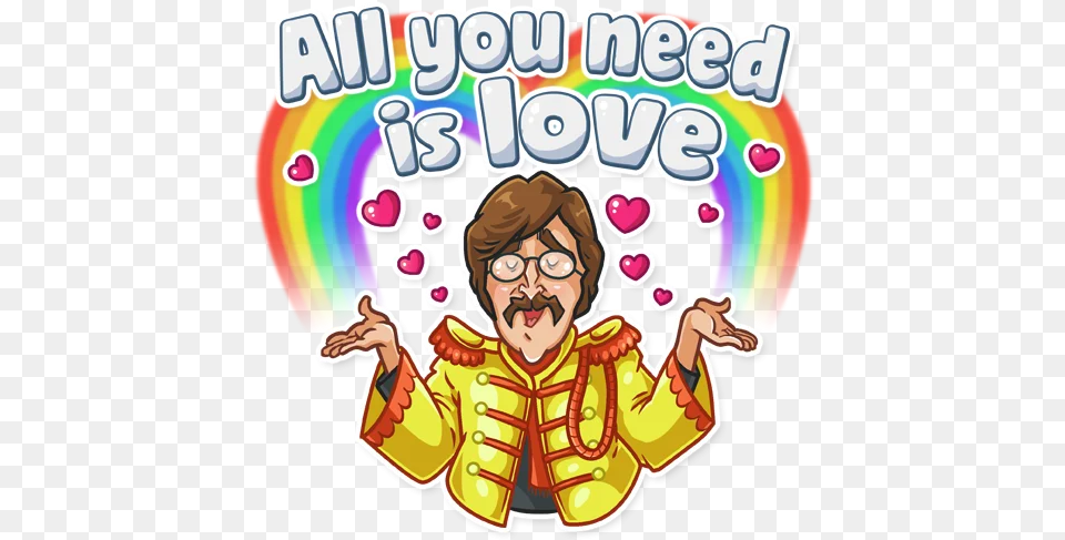 The Beatles Telegram Sticker All You Need Is Love The Beatles Sticker, Face, Head, Person, Baby Png