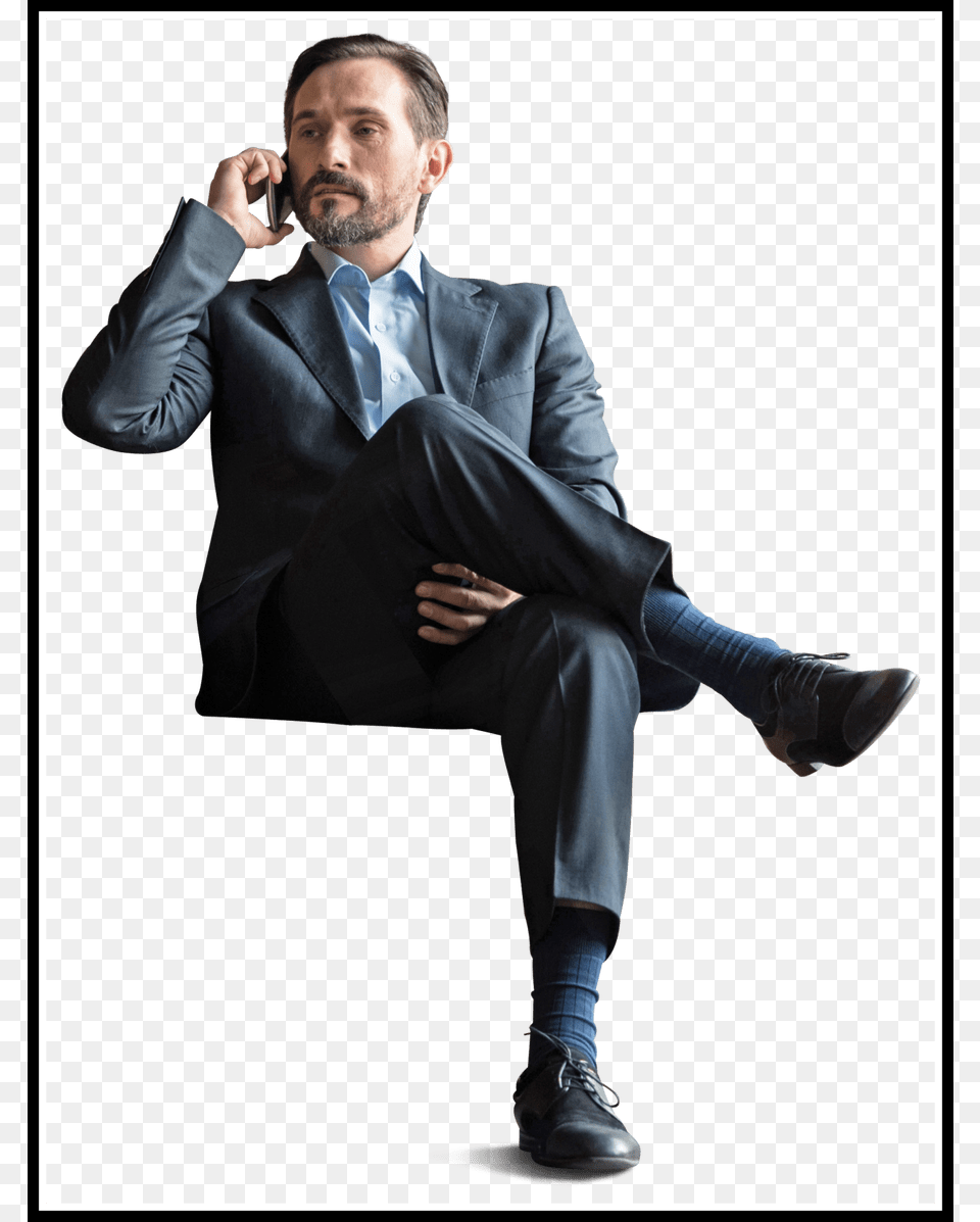 The Best Office Businessman Sitting With Phone Cut Sitting Office People, Accessories, Suit, Shoe, Jacket Png Image