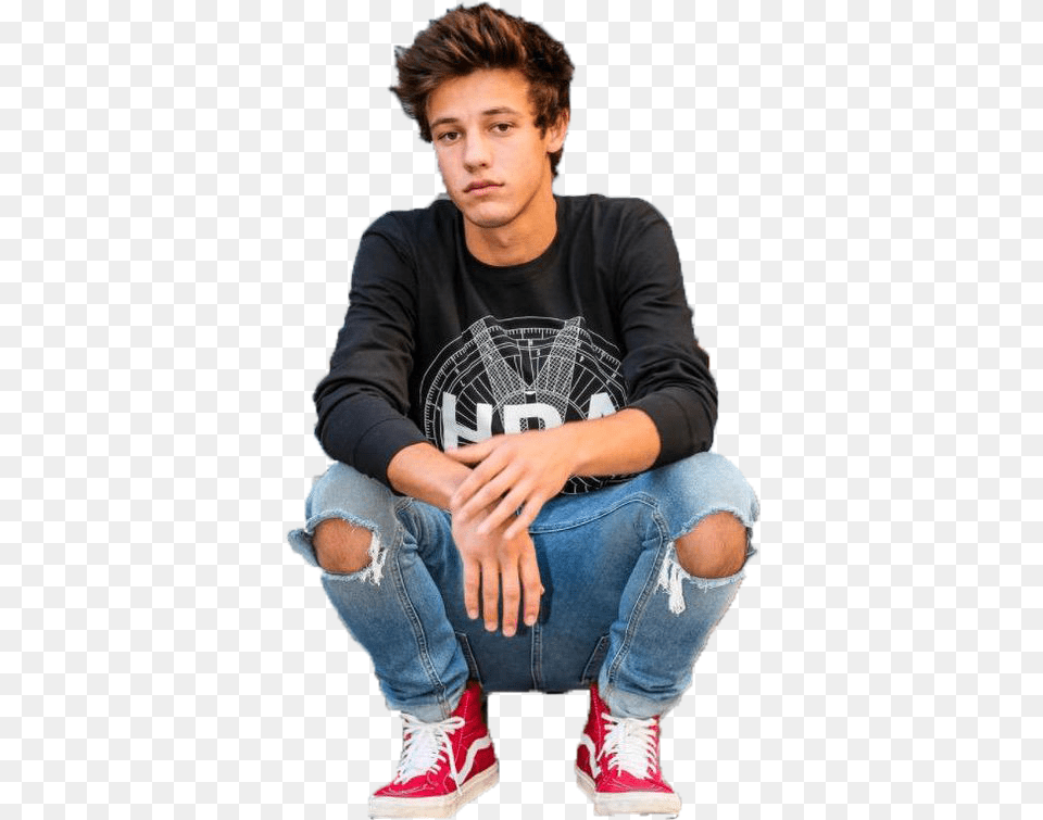 The Best Youtuber Cameron Dallas, Boy, Sneaker, Sitting, Shoe Png