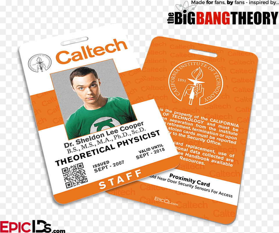 The Big Bang Theory Inspired Caltech Staff Id Big Bang Theory Caltech, Text, Person, Man, Male Png