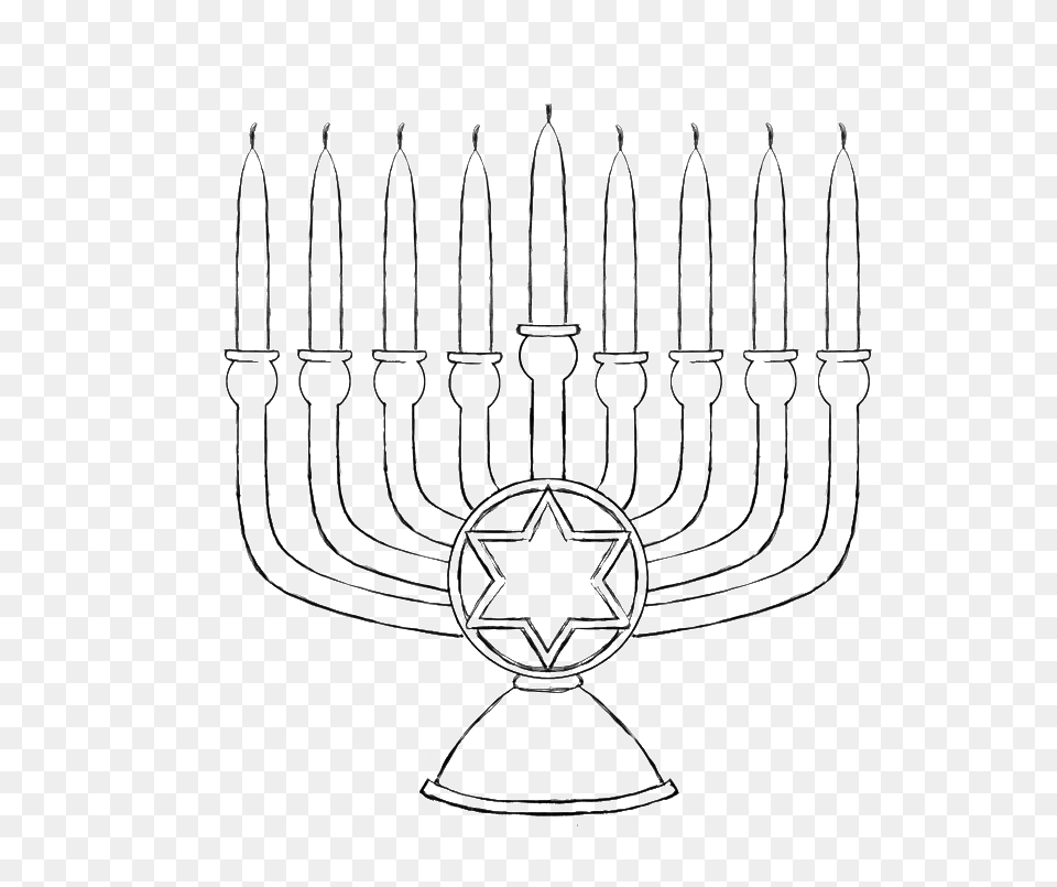 The Big Candle Of Menorah Coloring Pages Hanukkah Coloring Pages, Chandelier, Lamp, Festival, Hanukkah Menorah Png Image