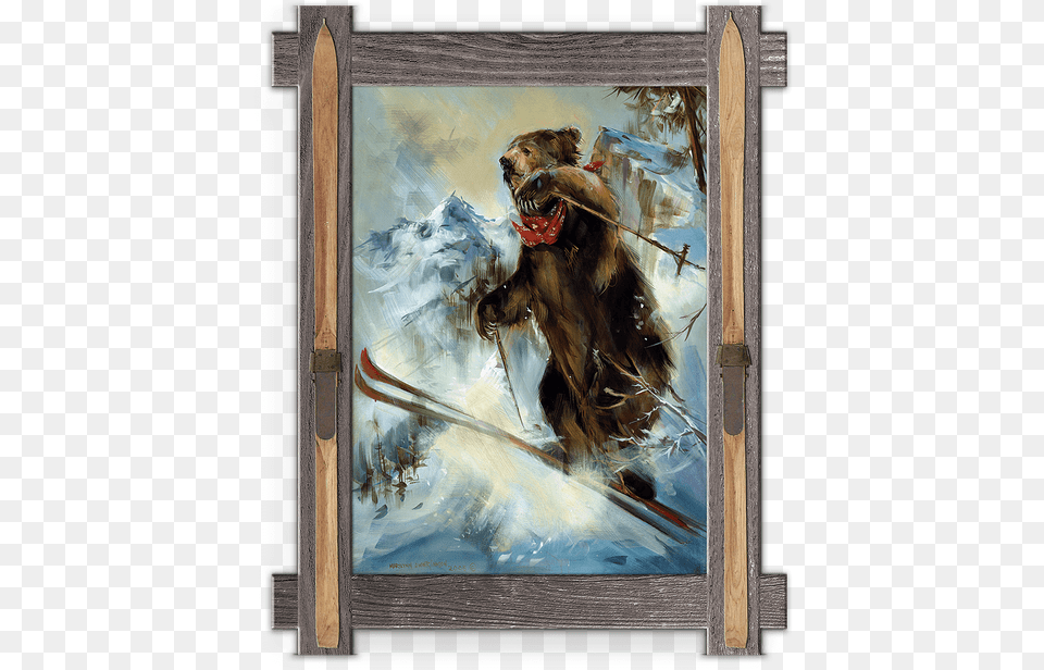 The Big Jump Framed Art Ski Patrol Framed Wall Art, Painting, Animal, Wildlife, Mammal Png