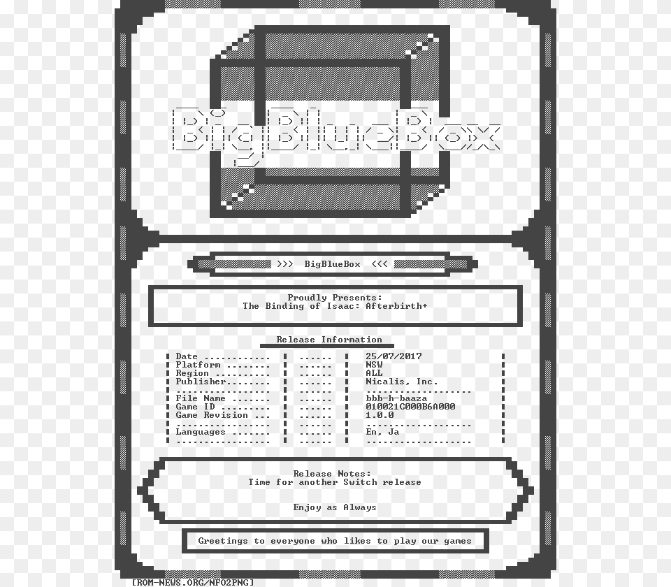 The Binding Of Isaac Afterbirth Plus Usa Bigbluebox Nfo, Computer Hardware, Electronics, Hardware, Text Png Image