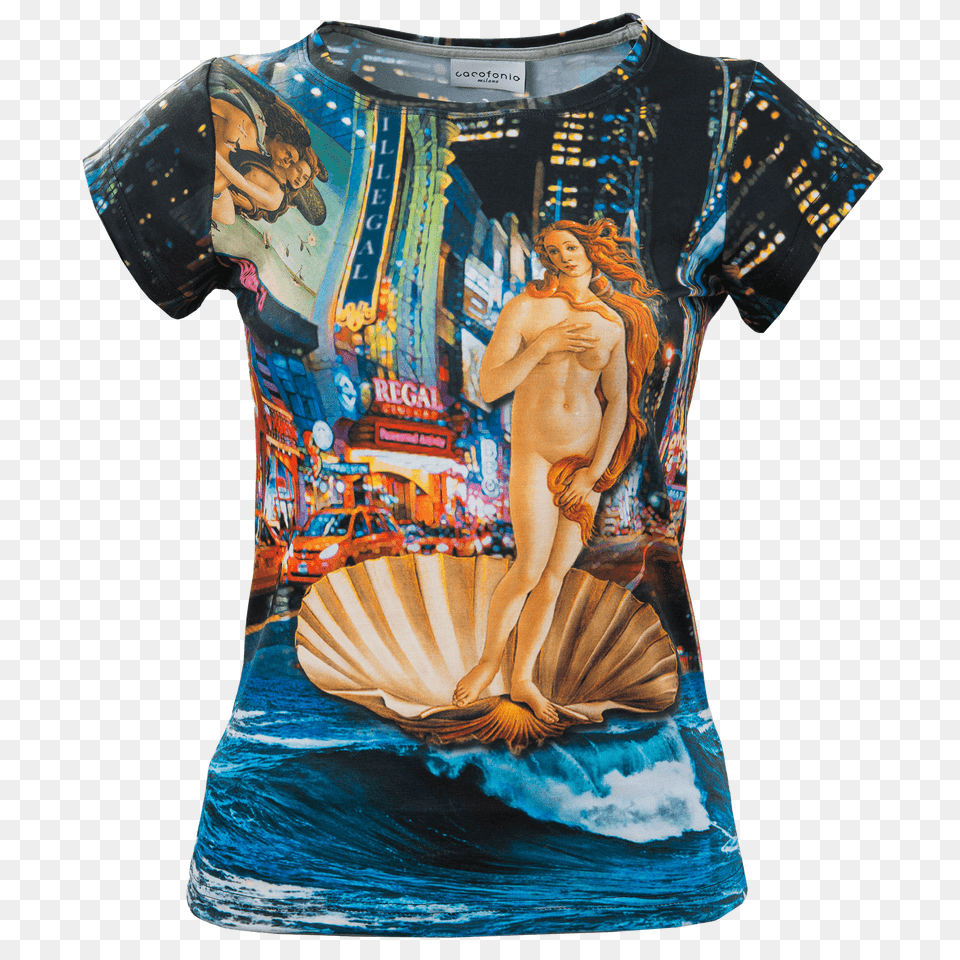 The Birth Of Venus T Shirt T Shirt Cacofonia Milano, Clothing, T-shirt, Person, Car Free Transparent Png