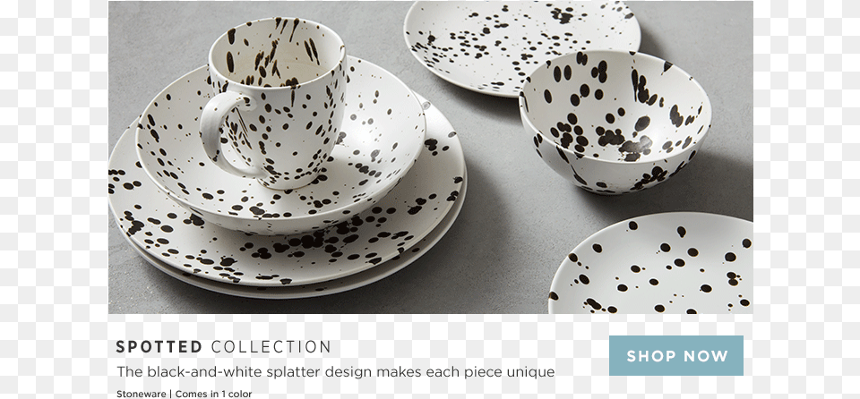 The Black And White Splatter Design Makes Each Piece West Elm Spotted Dinnerware, Art, Cup, Saucer, Pottery Png