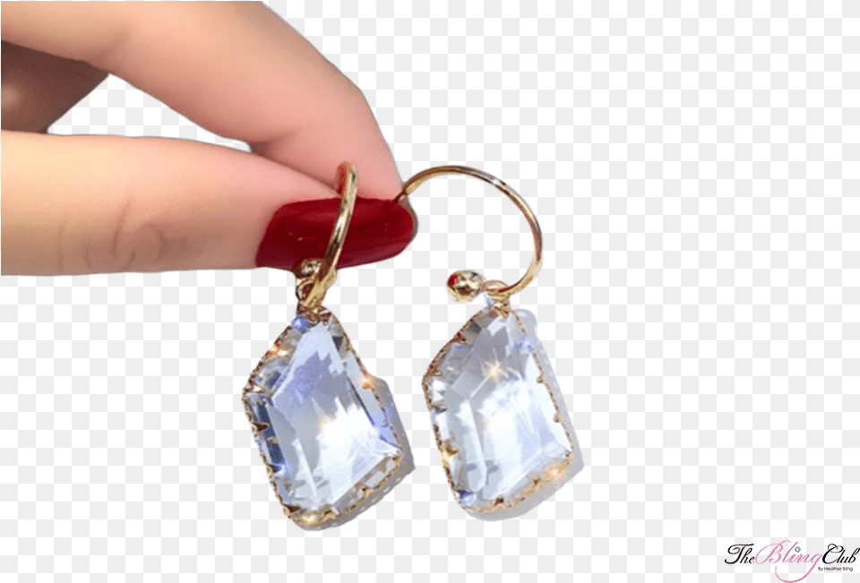 The Bling Club Gold Hoops Dangling Emerald Cut Crystal Earrings, Accessories, Earring, Jewelry, Gemstone Free Png Download