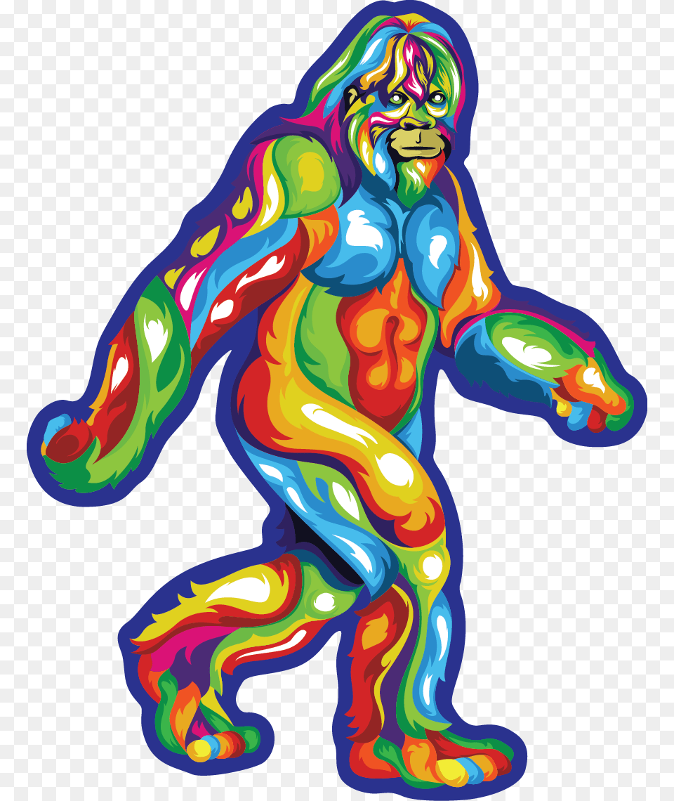 The Bold Colorful Bigfoot Stroll Stickerall Weather Premium Vinyl, Art, Painting, Baby, Person Free Png Download