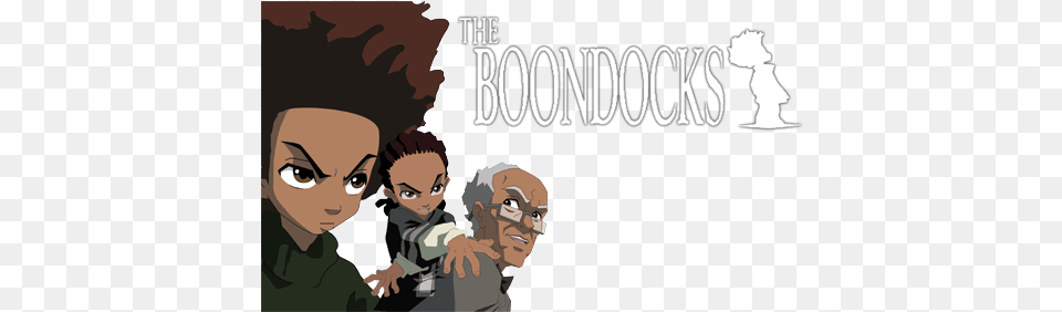 The Boondocks Tv Show Image With Logo And Character Boondocks Poster, Publication, Book, Comics, Adult Free Png Download