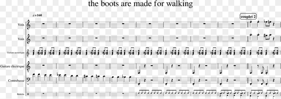 The Boots Are Made For Walking Sheet Music 1 Of 8 Pages Sheet Music, Gray Free Png