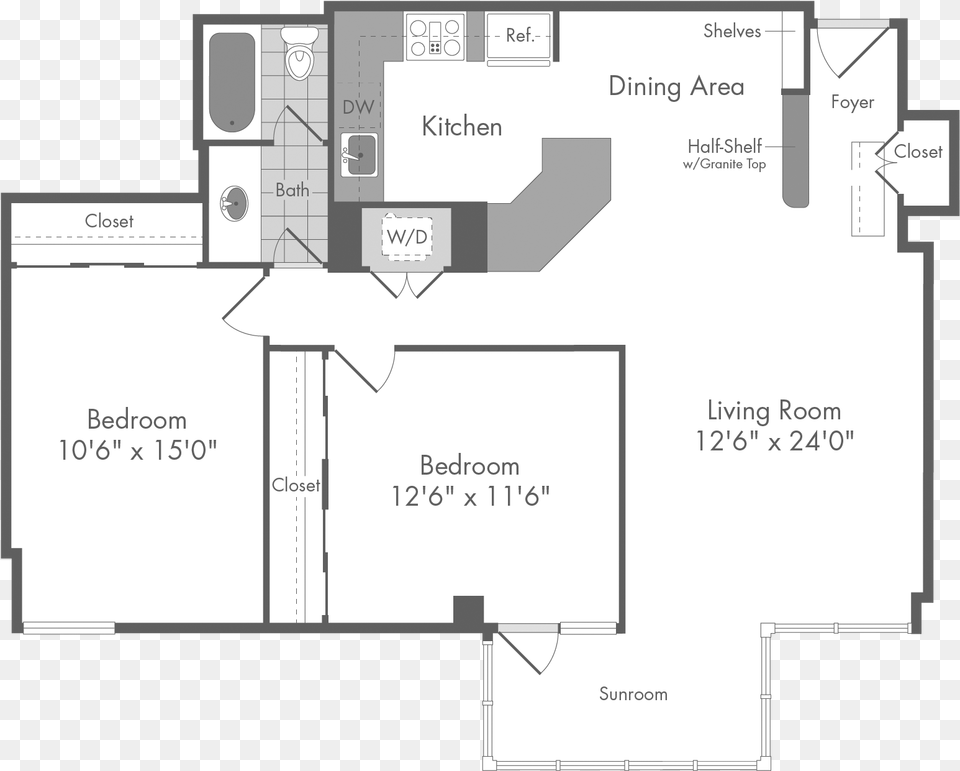 The Bradley 2 Bedroom Apartment Floor Plan At The Monterey Floor Plan, Chart, Diagram, Floor Plan, Plot Free Png Download