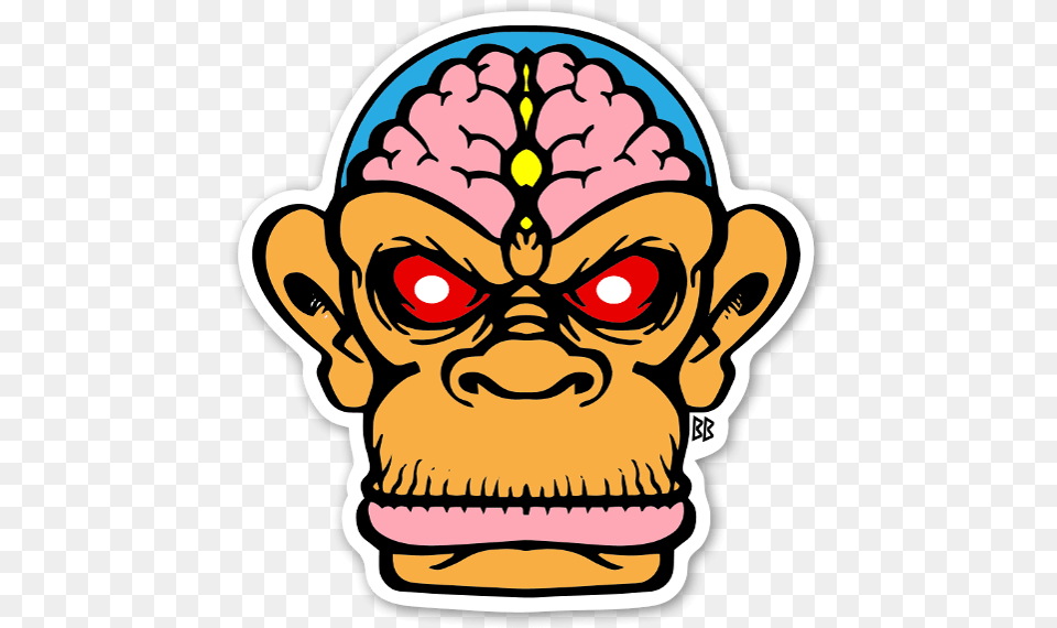 The Brain Chimp Custom Sticker Calcomanias, Baby, Person, Face, Head Png Image
