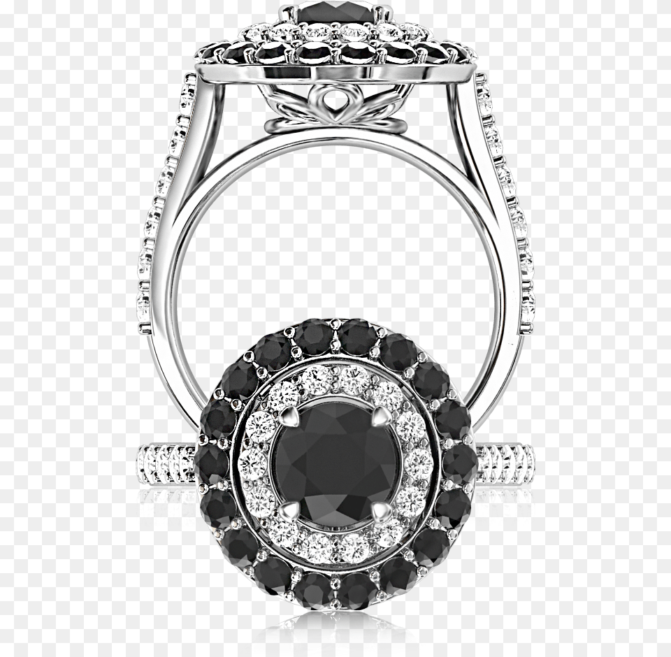 The Browns Black Diamond Double Halo Browns Diamond Halo Ring, Accessories, Gemstone, Jewelry, Earring Free Png