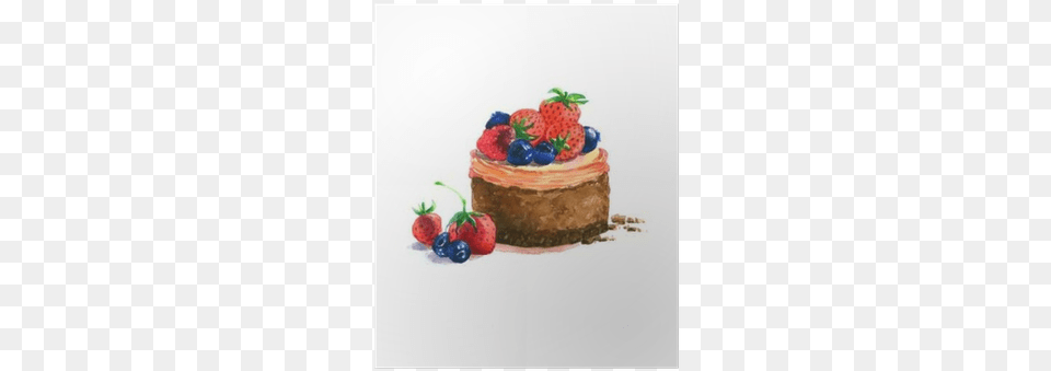 The Cake Round Shape Dessert Watercolor Hand Drawn Watercolor Painting, Berry, Strawberry, Produce, Plant Free Transparent Png