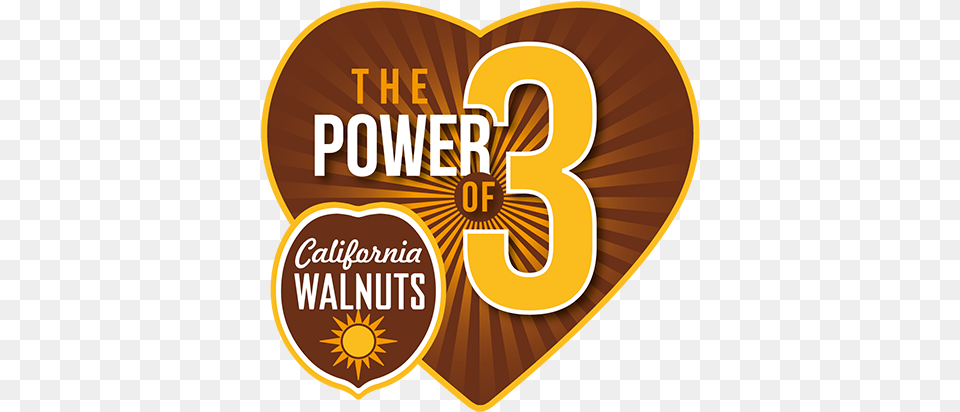 The California Walnut Commission Launches Global Power Of 3 Heart, Advertisement, Poster, Logo, Disk Png Image