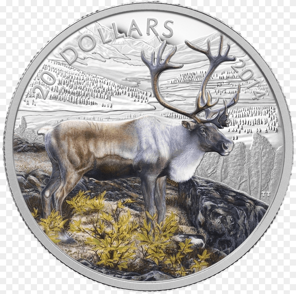 The Caribou Fine Silver Coloured Coin Elk, Animal, Deer, Mammal, Wildlife Free Png