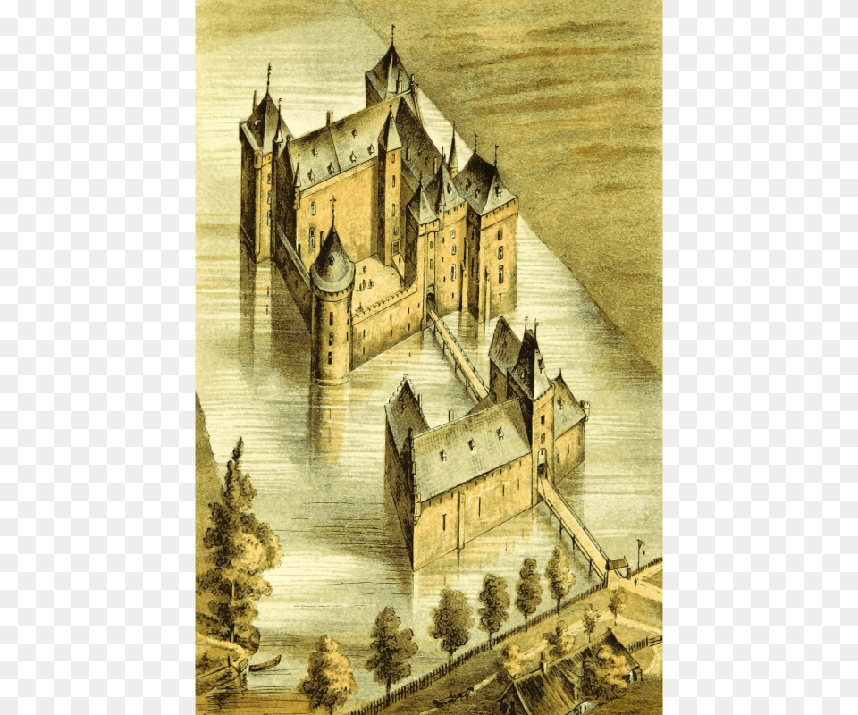 The Castle Is Strategically Located Close To Aelbertsberg Watercolor Painting, Art, Architecture, Building, Fortress Png Image