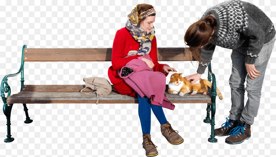 The Cat Loves P And G And The Sun Image People Sitting On Park Benches Free Png Download