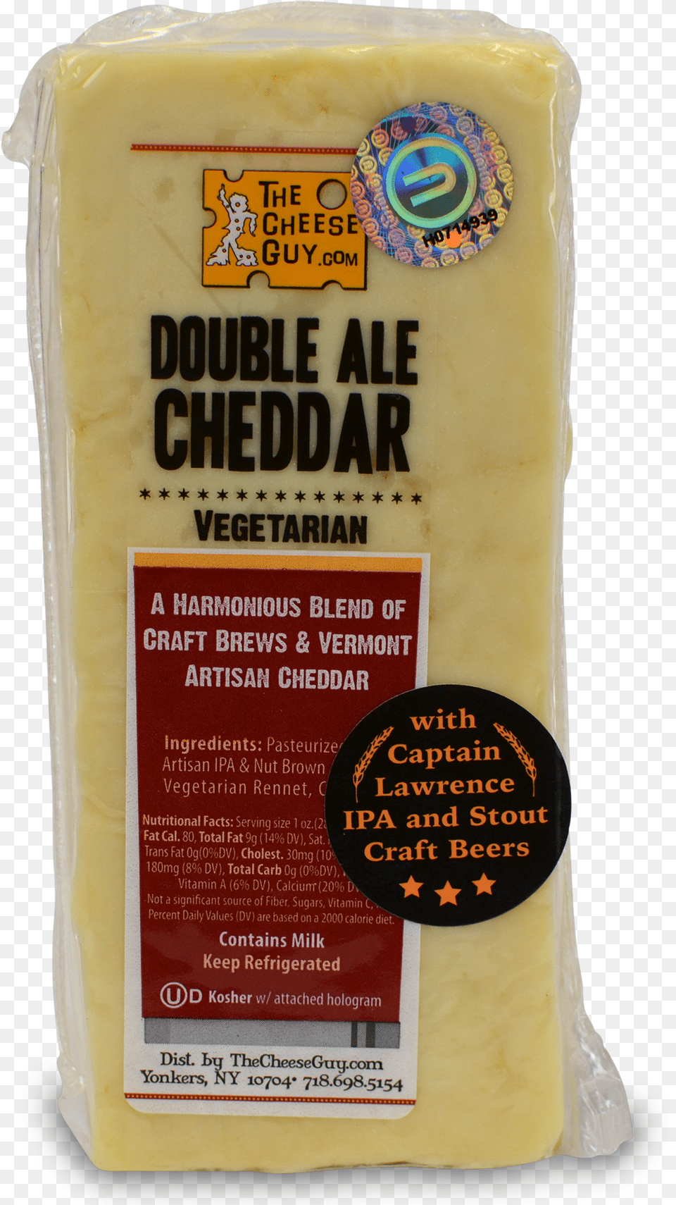 The Cheese Guy Vermont Double Ale Cheddar Cheese Wedge Grated Parmesan, Food Free Png