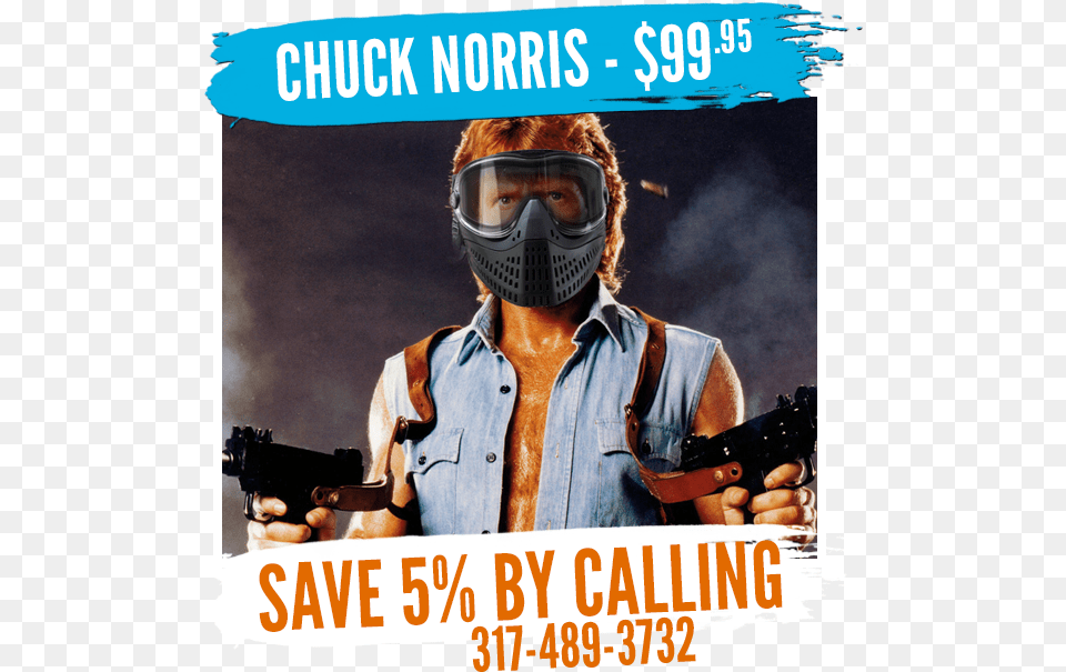 The Chuck Norris Rental Package At White River Paintball Chuck Norris Fighting Stance, Weapon, Firearm, Gun, Handgun Free Png Download