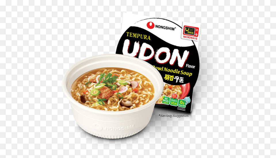 The Clean Taste Of Tempura Udon Noodle Soup Is Perfect Nongshim Tempura Udon Noodle Bowl, Dish, Food, Meal, Qr Code Free Png