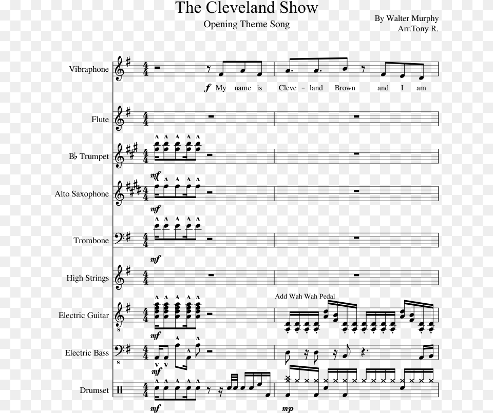 The Cleveland Show Sheet Music Composed By By Walter Cleveland Show Theme Sheet Music, Gray Free Png Download