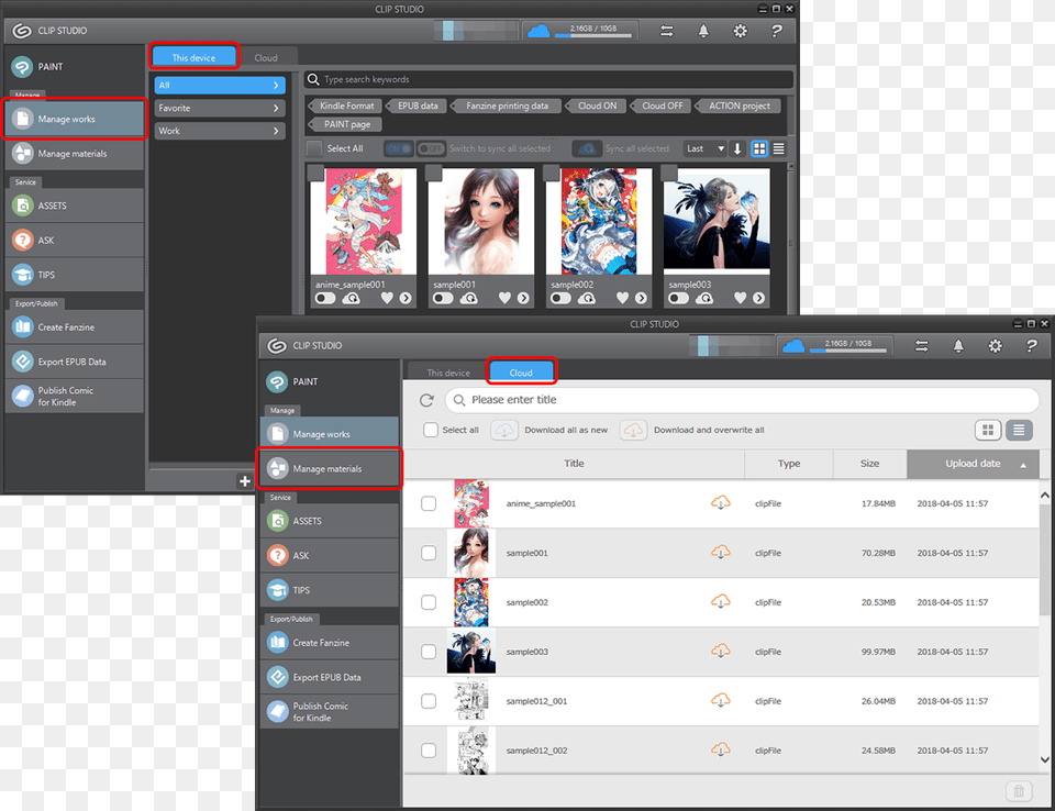 The Cloud Service Is An Online Service That Allows Clip Studio, Webpage, File, Person, Screen Png Image