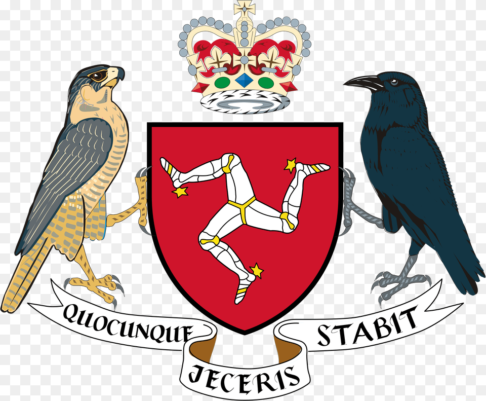 The Coat Of Arms Of The Isle Of Man A Formerly Norse Dominated Isle Of Man Gaming License, Animal, Bird, Beak, Baby Free Transparent Png