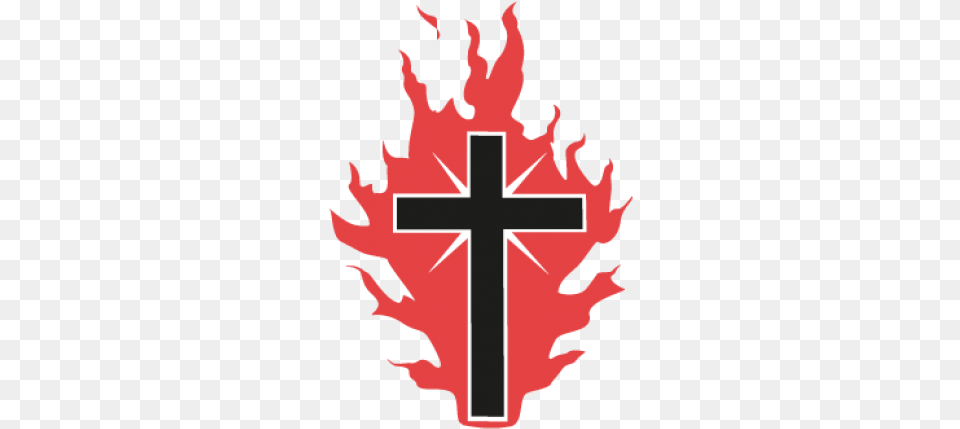 The Cross On Fire For God Logo Cross On Fire, Leaf, Plant, Symbol, Person Free Transparent Png