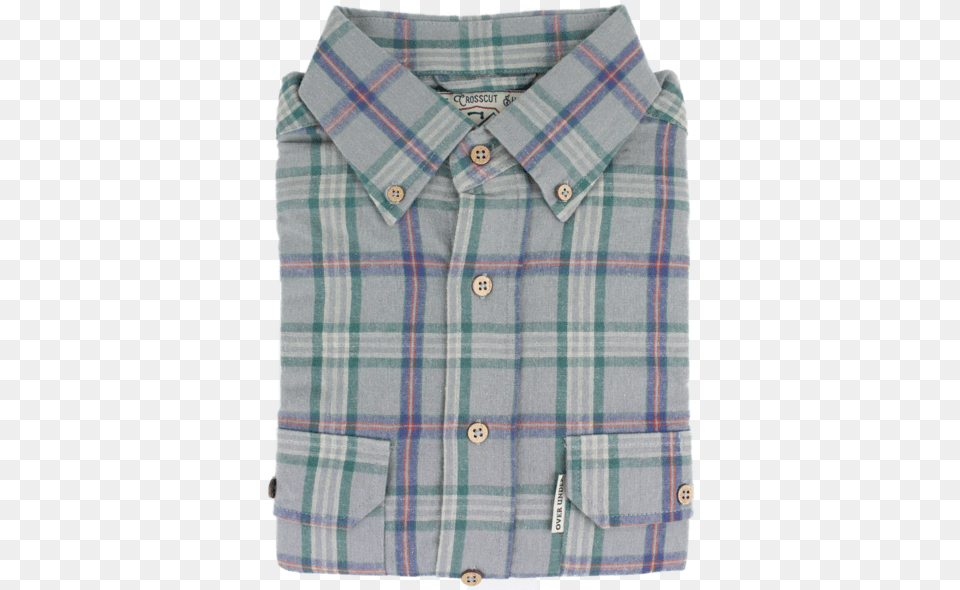 The Crosscut Flannel Shirt Fog Grey Button, Clothing, Dress Shirt, Skirt, Tartan Free Png Download