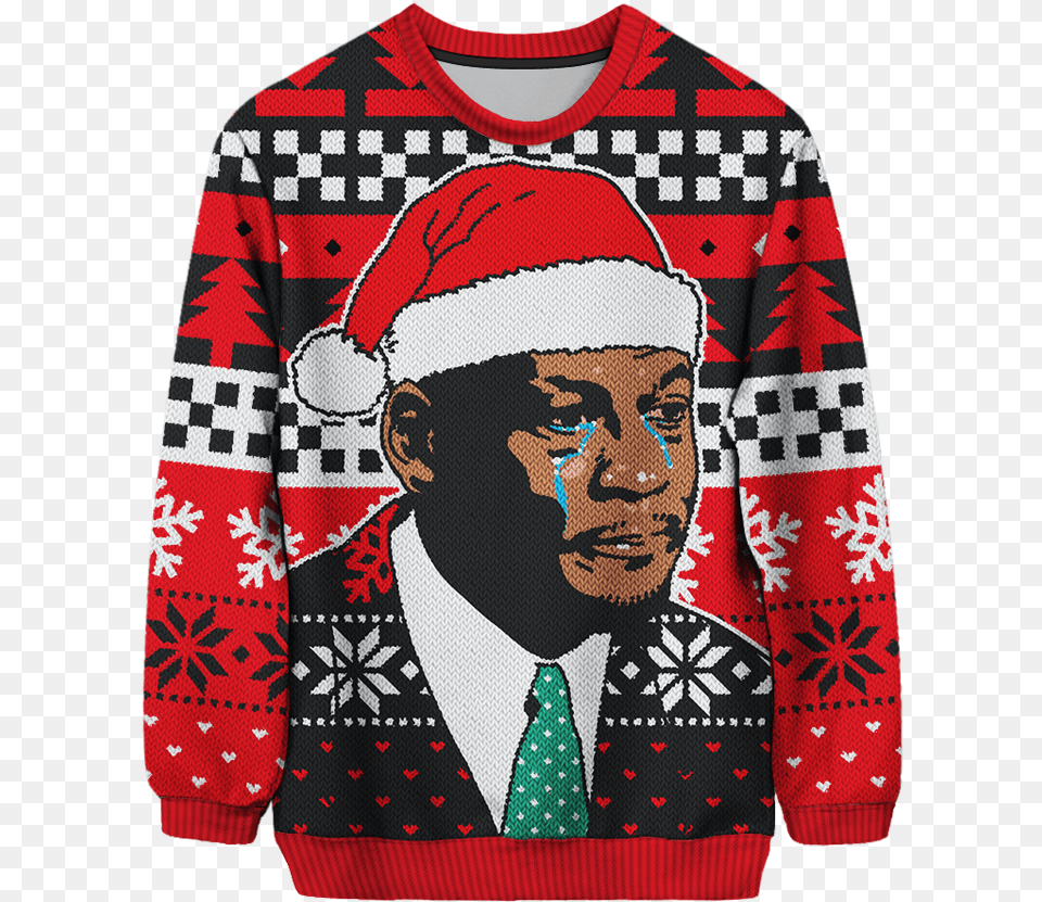 The Crying Mj Christmas Sweater Is Real Michael Jordan Crying Christmas Sweater, Knitwear, Clothing, Sweatshirt, Man Free Png Download