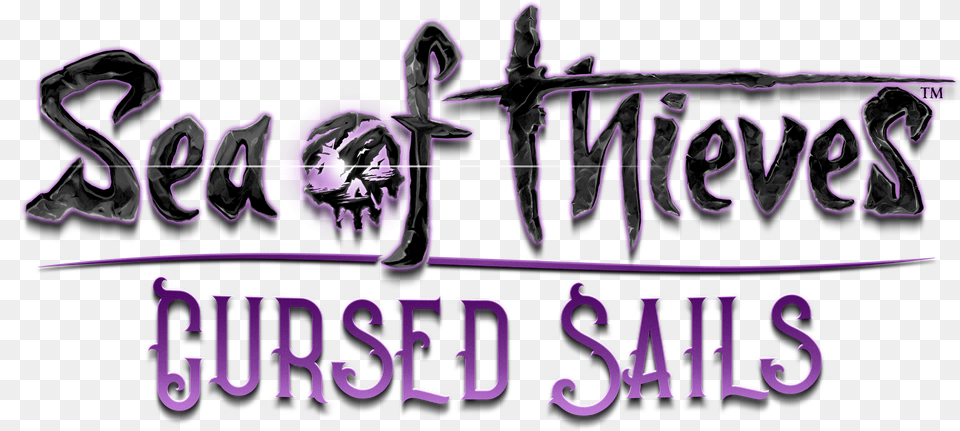 The Cursed Sails Will Drape Over The Sea In July Centering Sea Of Thieves Forsaken Shores Logo, Purple, Text, Person Free Png Download