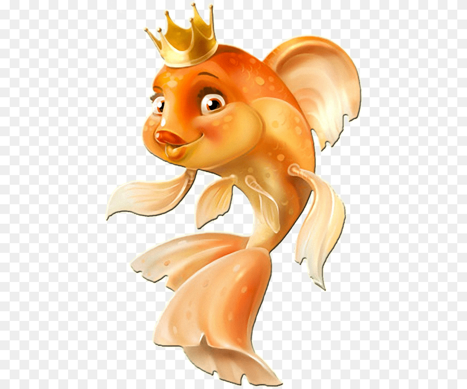 The Cutest Golden Fish Queen Fish Cartoon, Animal, Sea Life, Goldfish, Baby Png Image