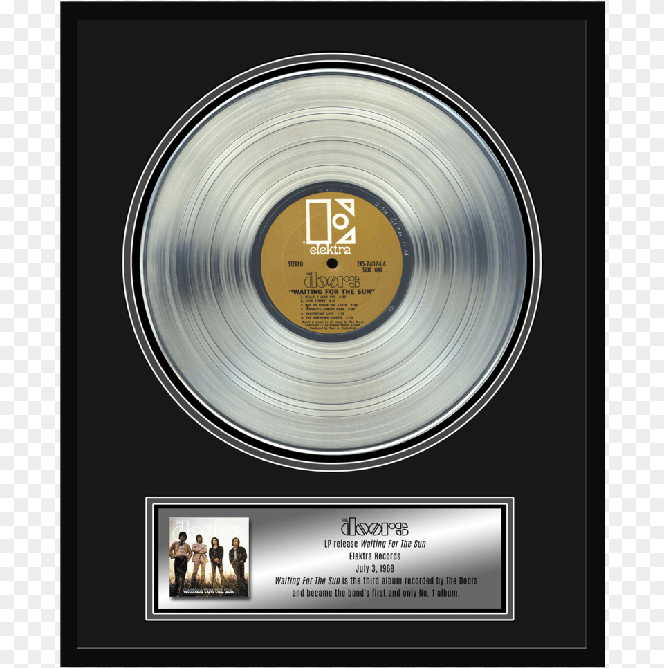 The Doors Waiting For The Sun Platinum Album Award Platinum Record Plaque, Person, Advertisement, Disk, Machine Png