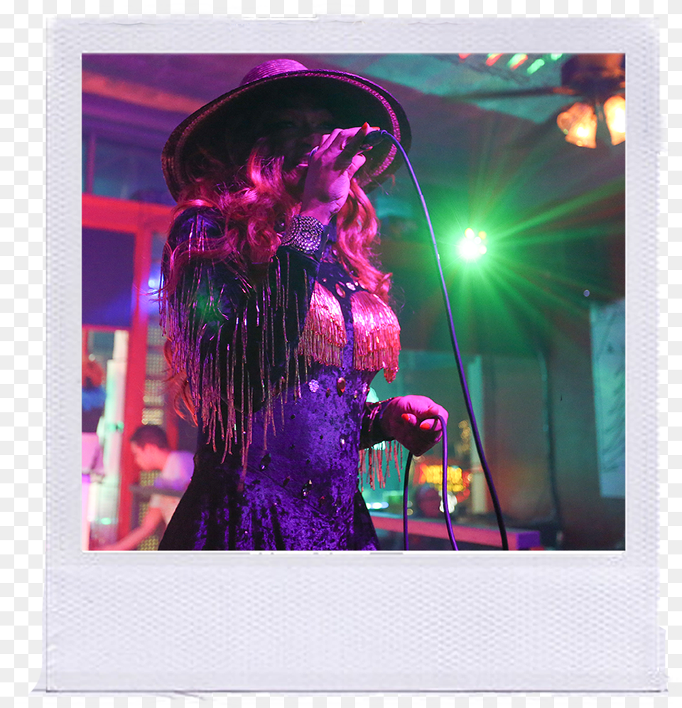 The Drag Queens Keosha Brings To Norman Agree The Community Graphic Design, Lighting, Purple, Person, Microphone Free Transparent Png