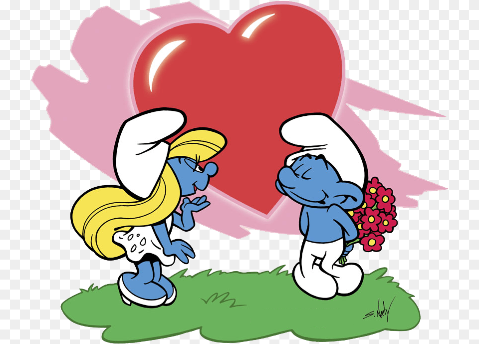 The Drama And Role Play And The Acting Corner Smurf And Smurfette Love, Balloon, Baby, Person, Book Free Png Download