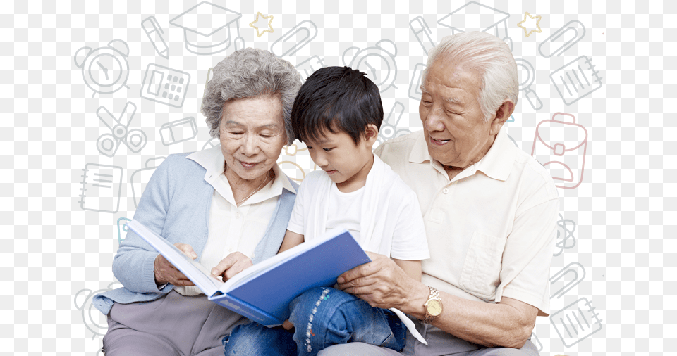 The Education Programme Office Aims To Create And Share Filipino Family With Grandparents, People, Person, Reading, Adult Free Png