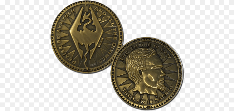 The Elder Scrolls V Skyrim Collectible Coin Septim Skyrim Coin, Money, Person, Face, Head Png