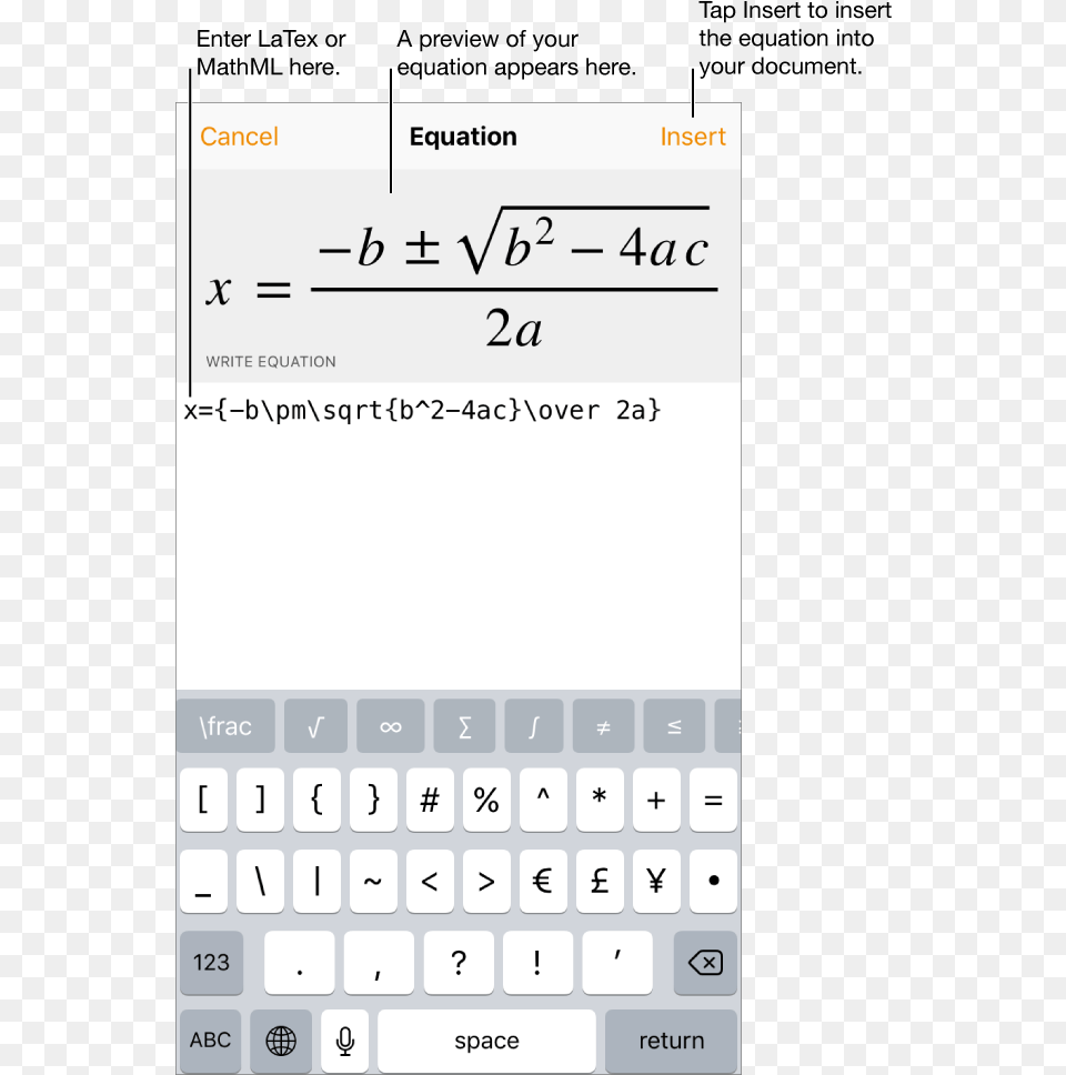 The Equation Dialog Showing The Quadratic Formula Hop Email, Text, Electronics, Mobile Phone, Phone Free Png