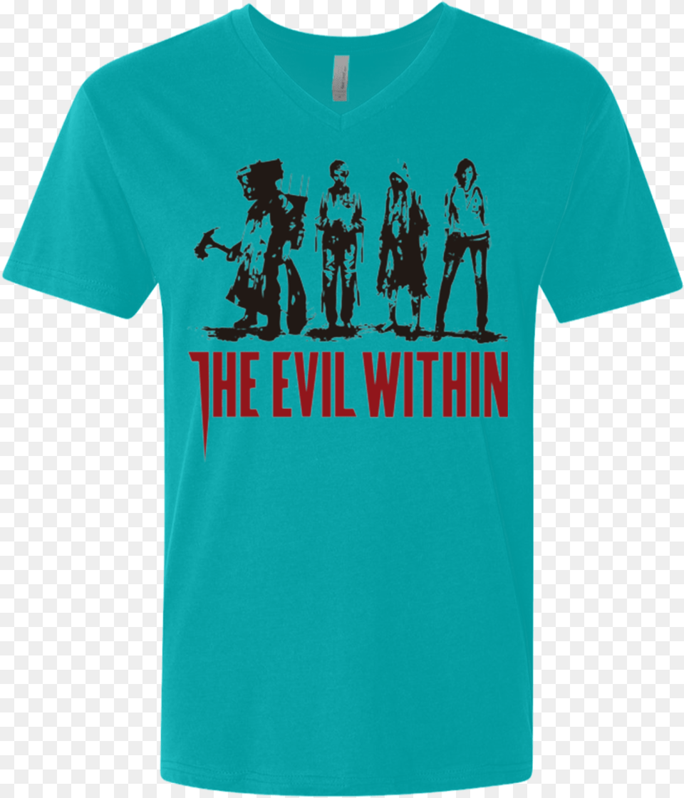 The Evil Within Men39s Premium V Neck Zapp T Shirt, Clothing, T-shirt, Person Free Transparent Png