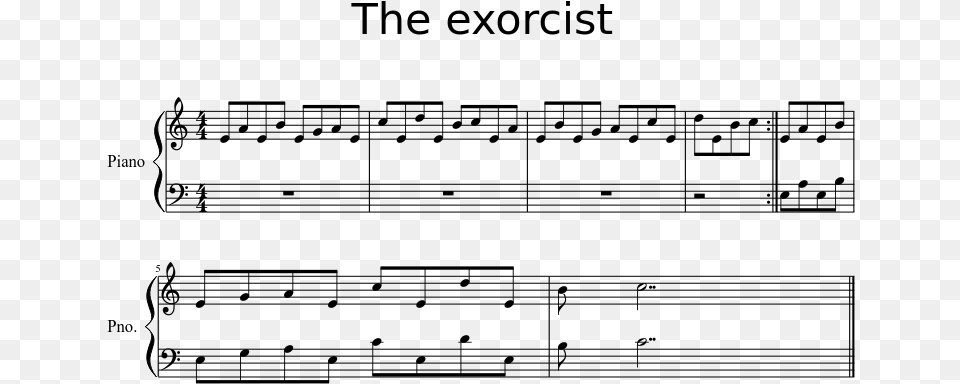 The Exorcist Sheet Music 1 Of 1 Pages Good Mythical Morning Theme Piano, Gray Png